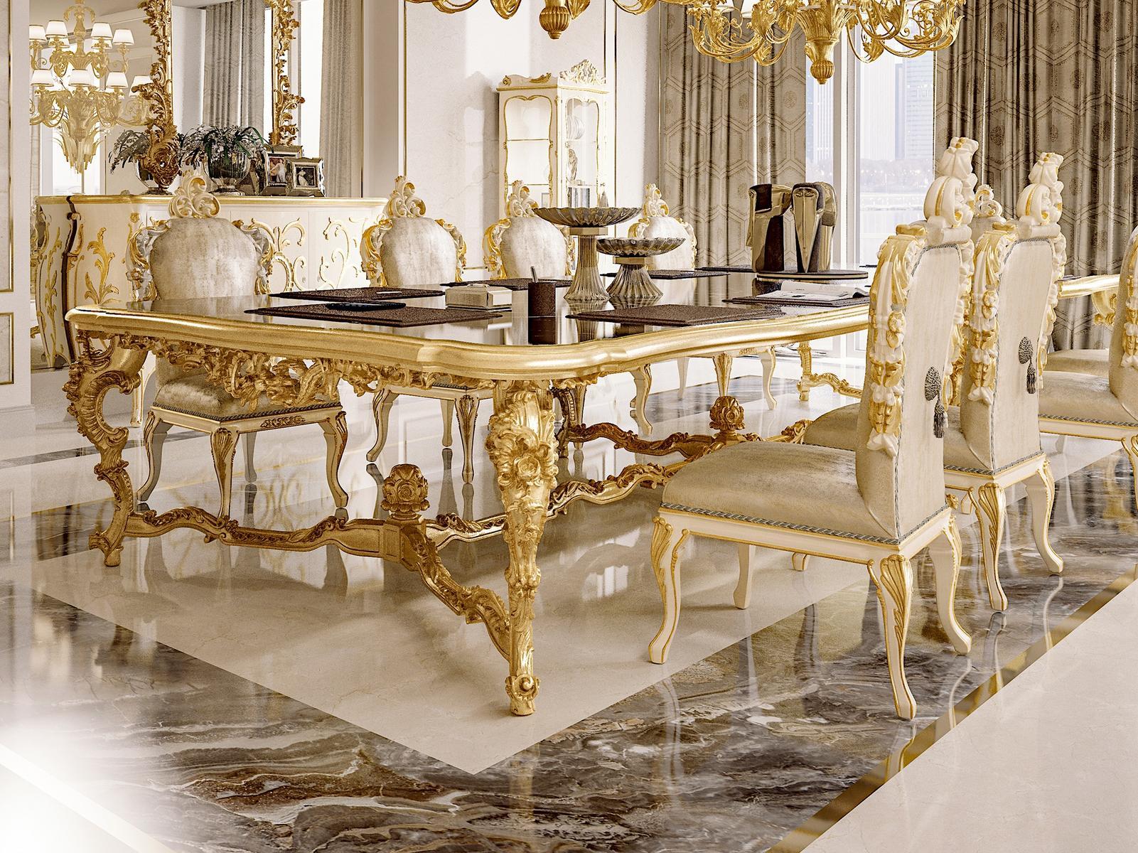 Rectangular gold leaf table | Opera by Andrea Fanfani