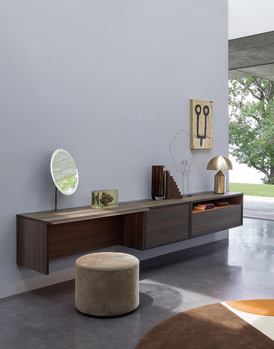 Sectional wall-mounted wooden storage wall | C-system by Flou