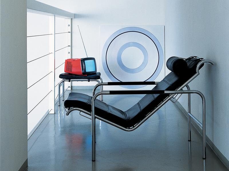 Upholstered leather Chaise longue | Genni by Zanotta