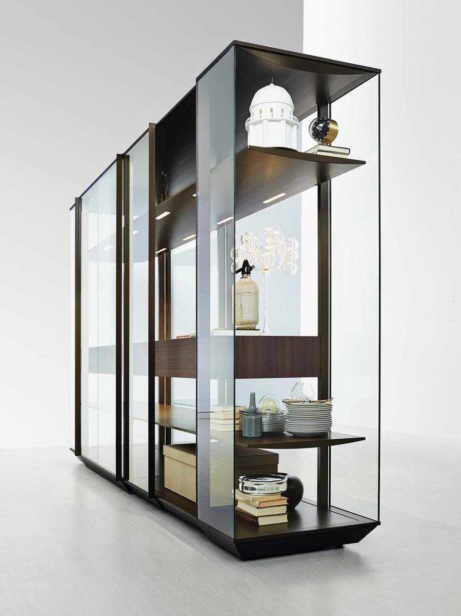 Glass and aluminium display cabinet / wardrobe | Kristal by Molteni