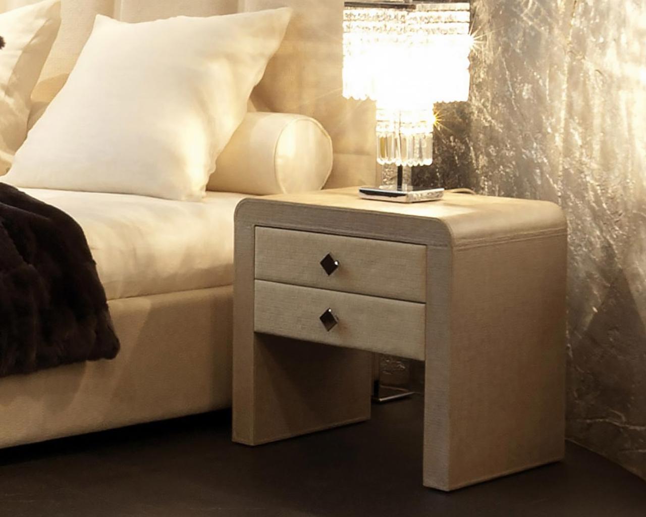 Nabuk bedside table in a luxury style with drawers | Reko by Rugiano