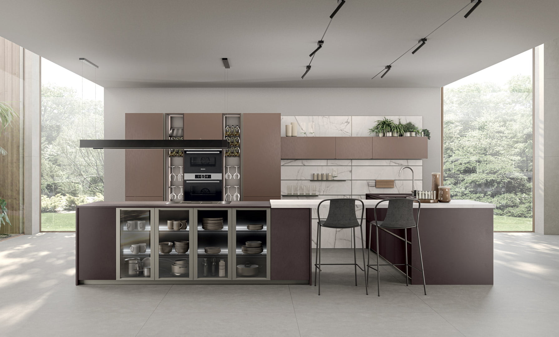 Pet kitchen with handles Lube Cucine Immagina mathera