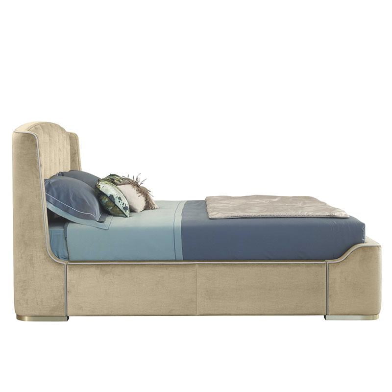Leather bed with upholstered headboard | Zaffiro by Galimberti Nino