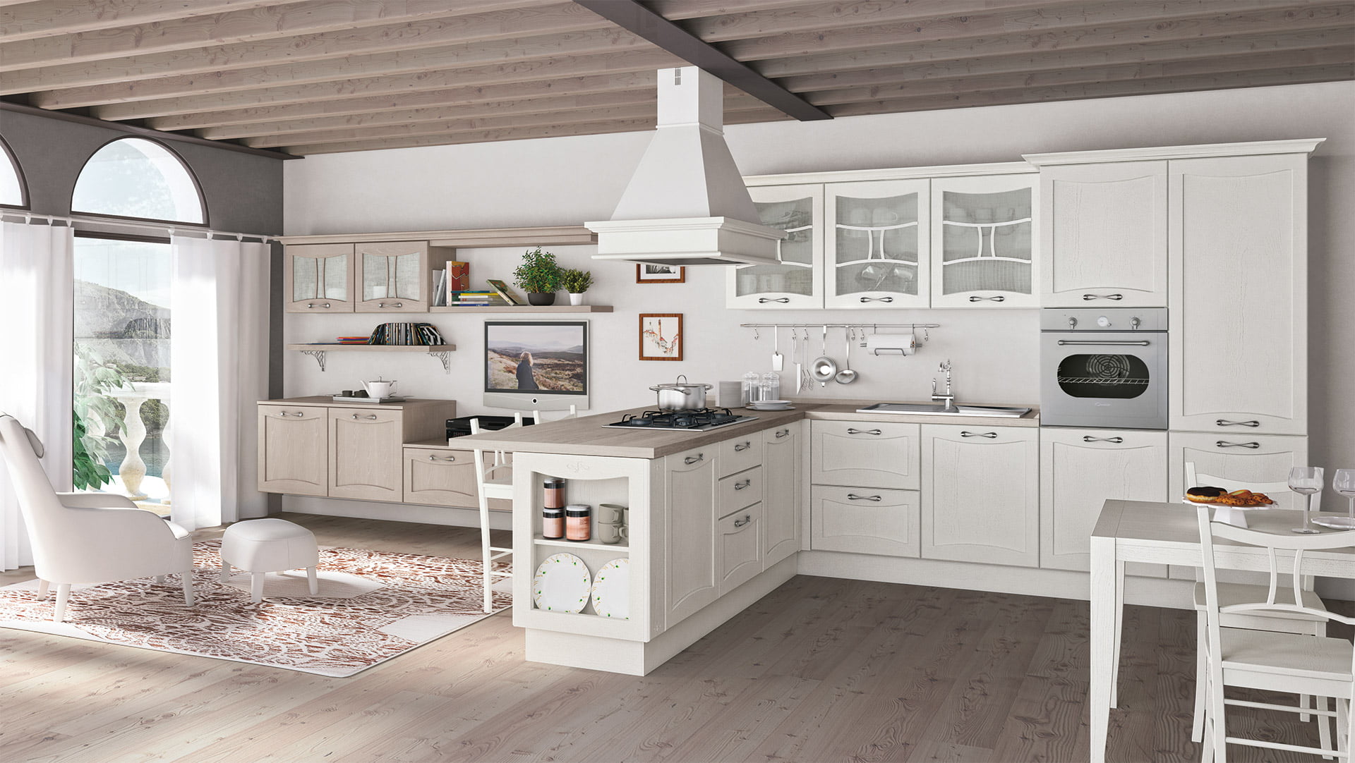 Wood kitchen with handles Creo kitchens Aurea
