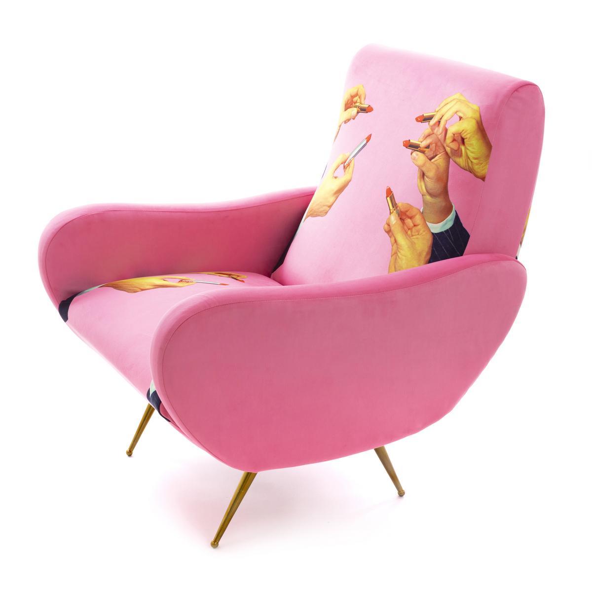 Fabric armchair with armrests | Lipstick Pink by Seletti
