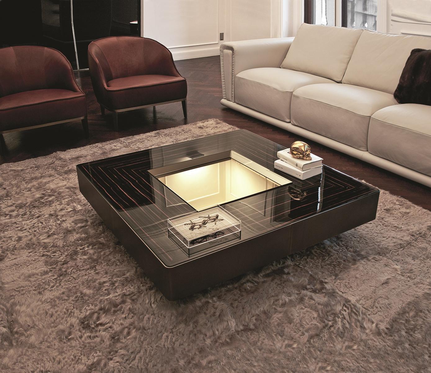 Square leather coffee table | Lord by Longhi