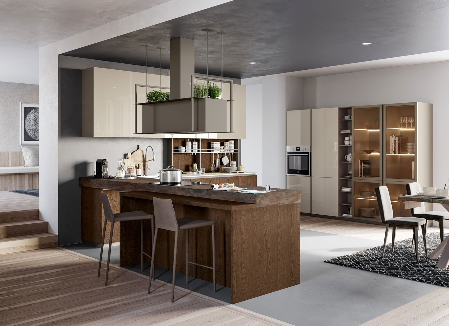 Veneer kitchen with handles Creo kitchens Tablet Wood