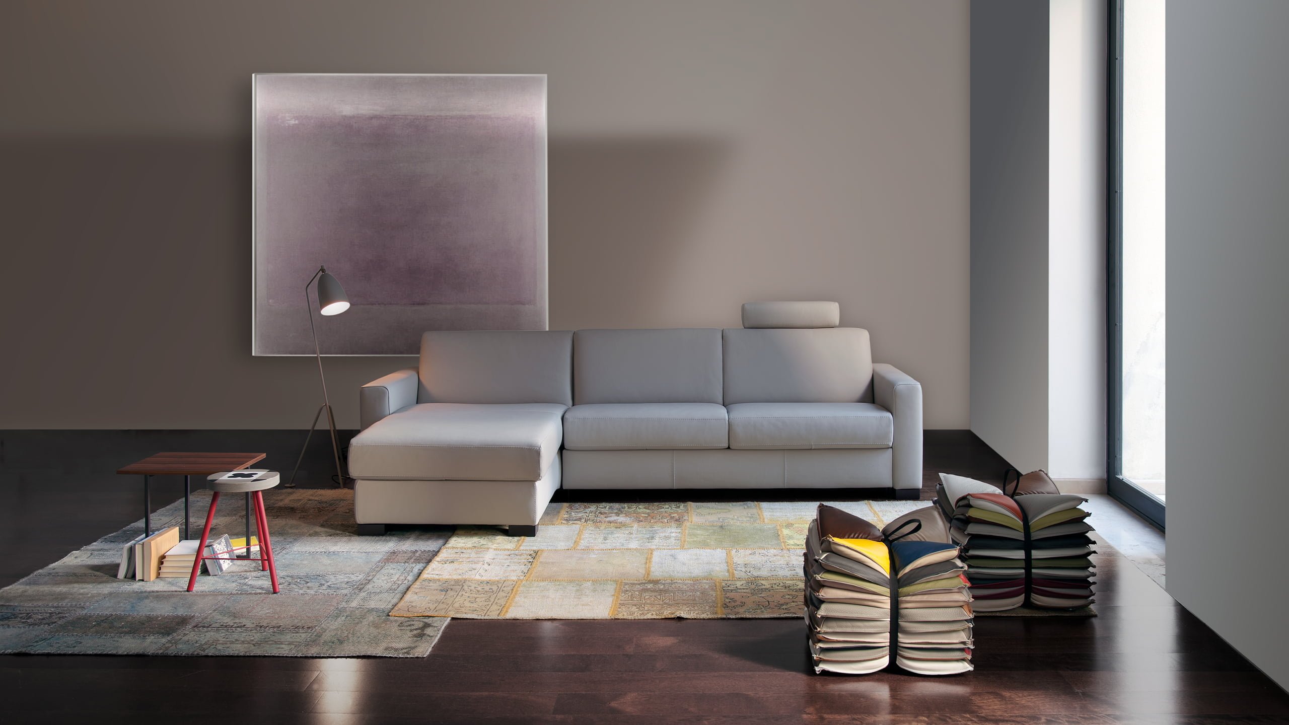 Versatile sofa bed with easy conversion mechanism and customizable armrests, ideal for adapting to various spaces and styles. | Madonna by Calia Italia