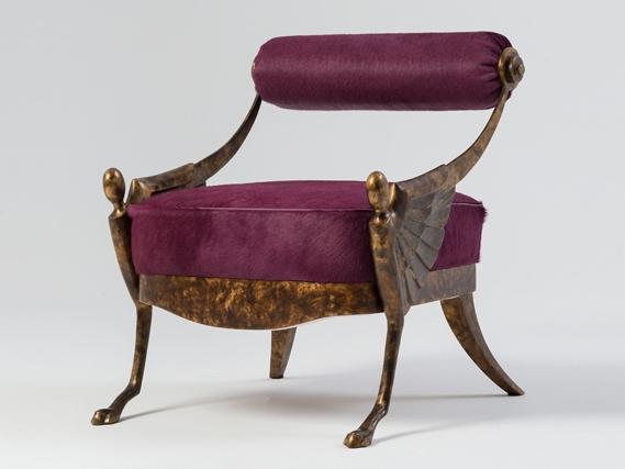 Leather and bronze easy chair | Over by Mantellassi 1926
