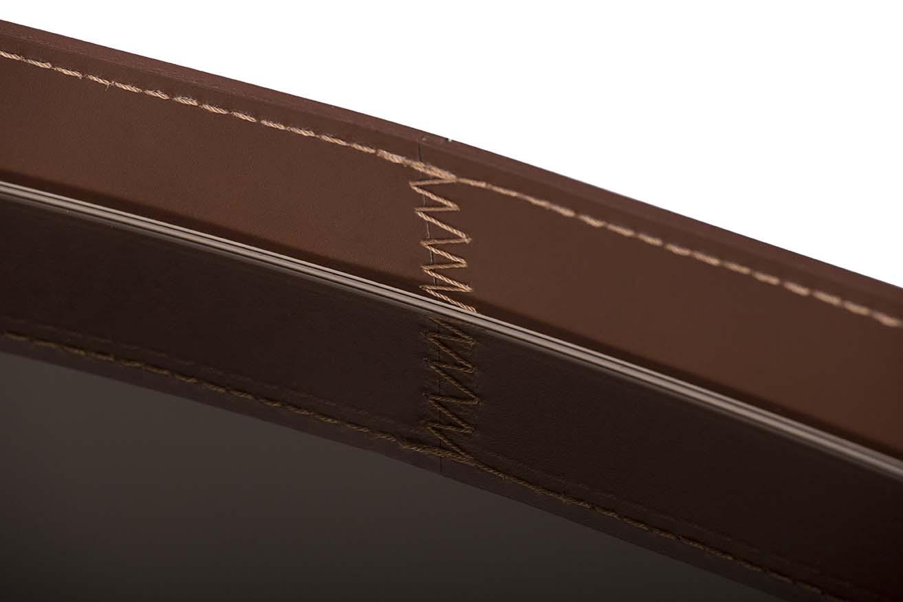 Framed tanned leather mirror | Vega by Tonin Casa