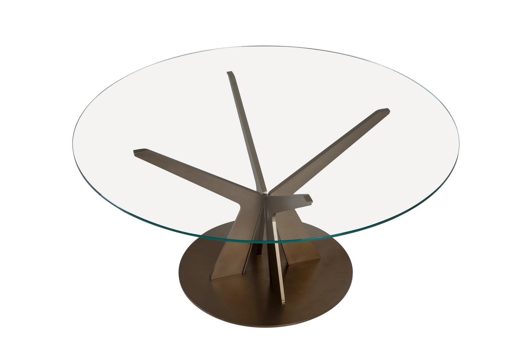 Round glass table with metal base | Tree by Tonin Casa