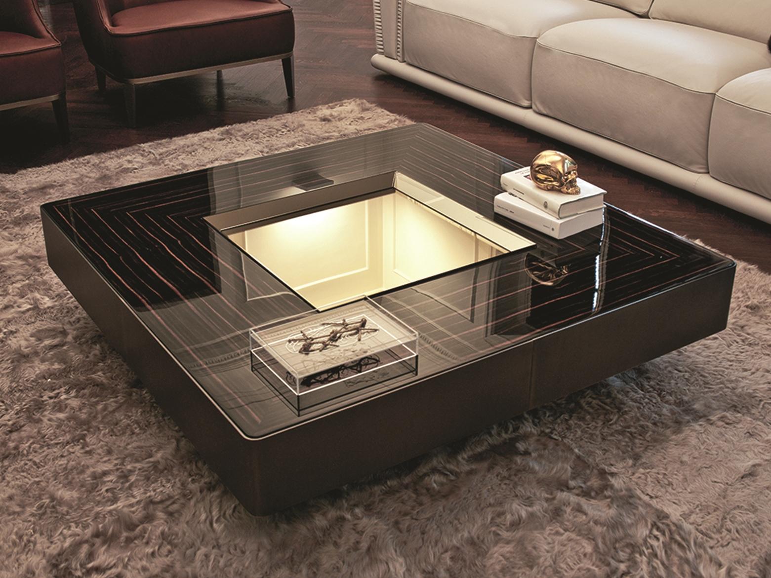 Square leather coffee table | Lord by Longhi