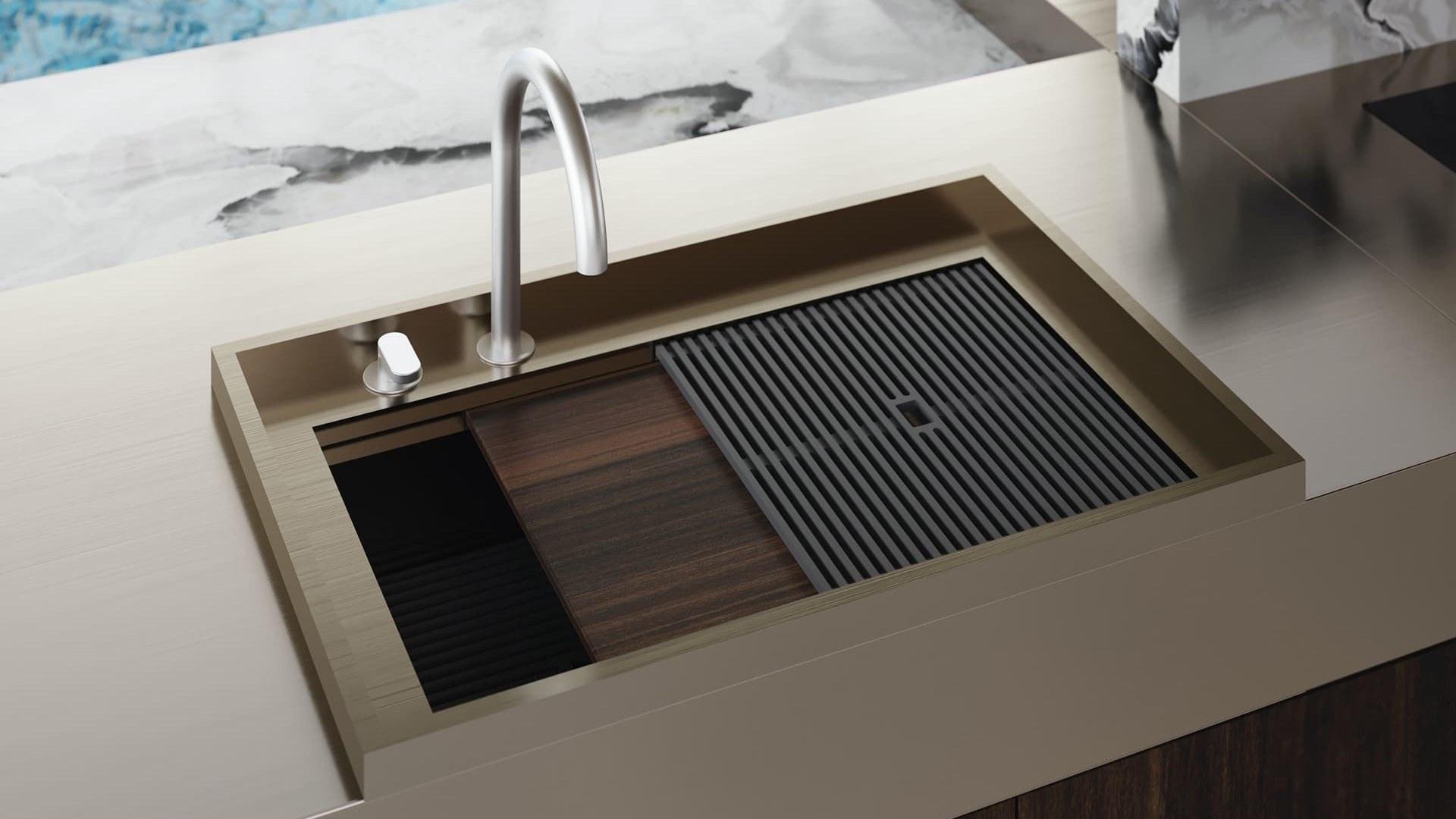 Kitchen with island with integrated handles Rossana Isøla