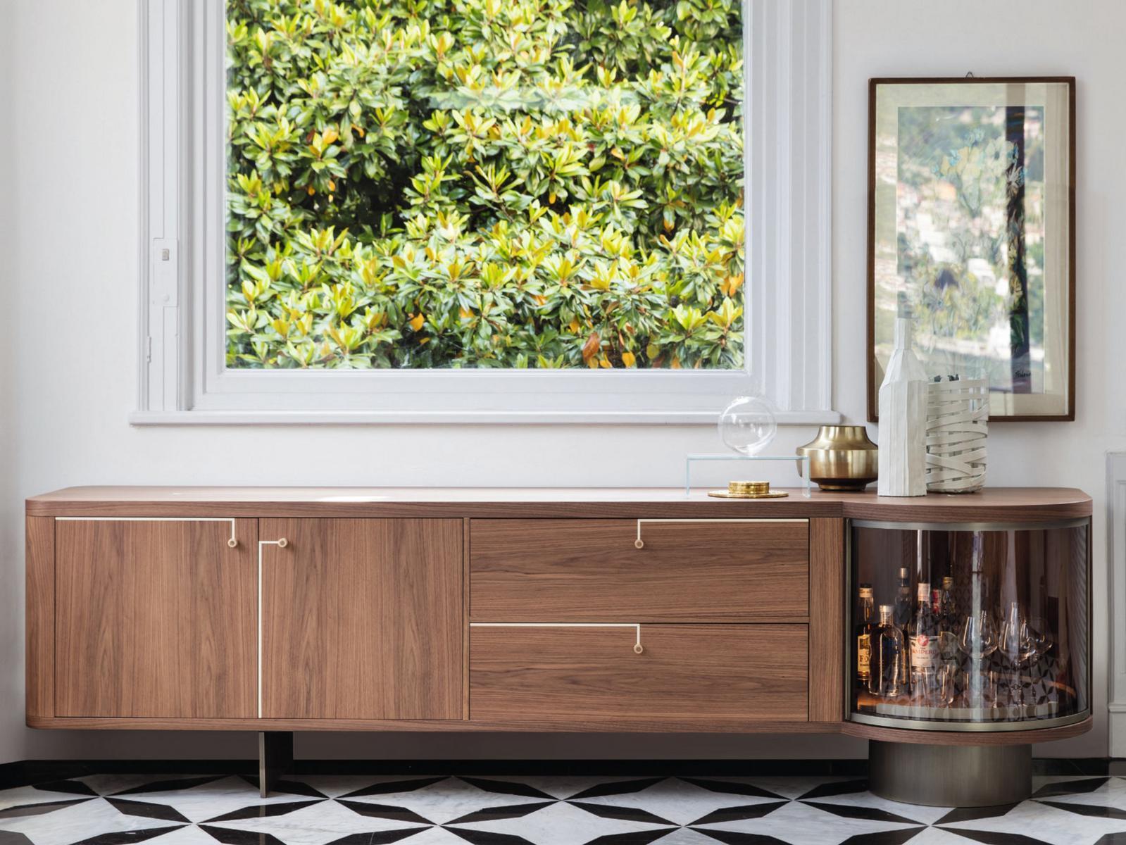 Walnut sideboard / bar cabinet | Rondò 2 by Porada