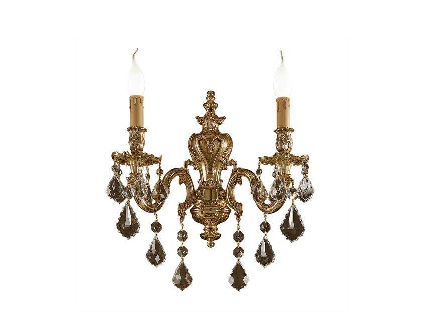 French gold wall light with Schoeler crystals | Ashford 090/a2-sh/p by Possoni Illuminazione