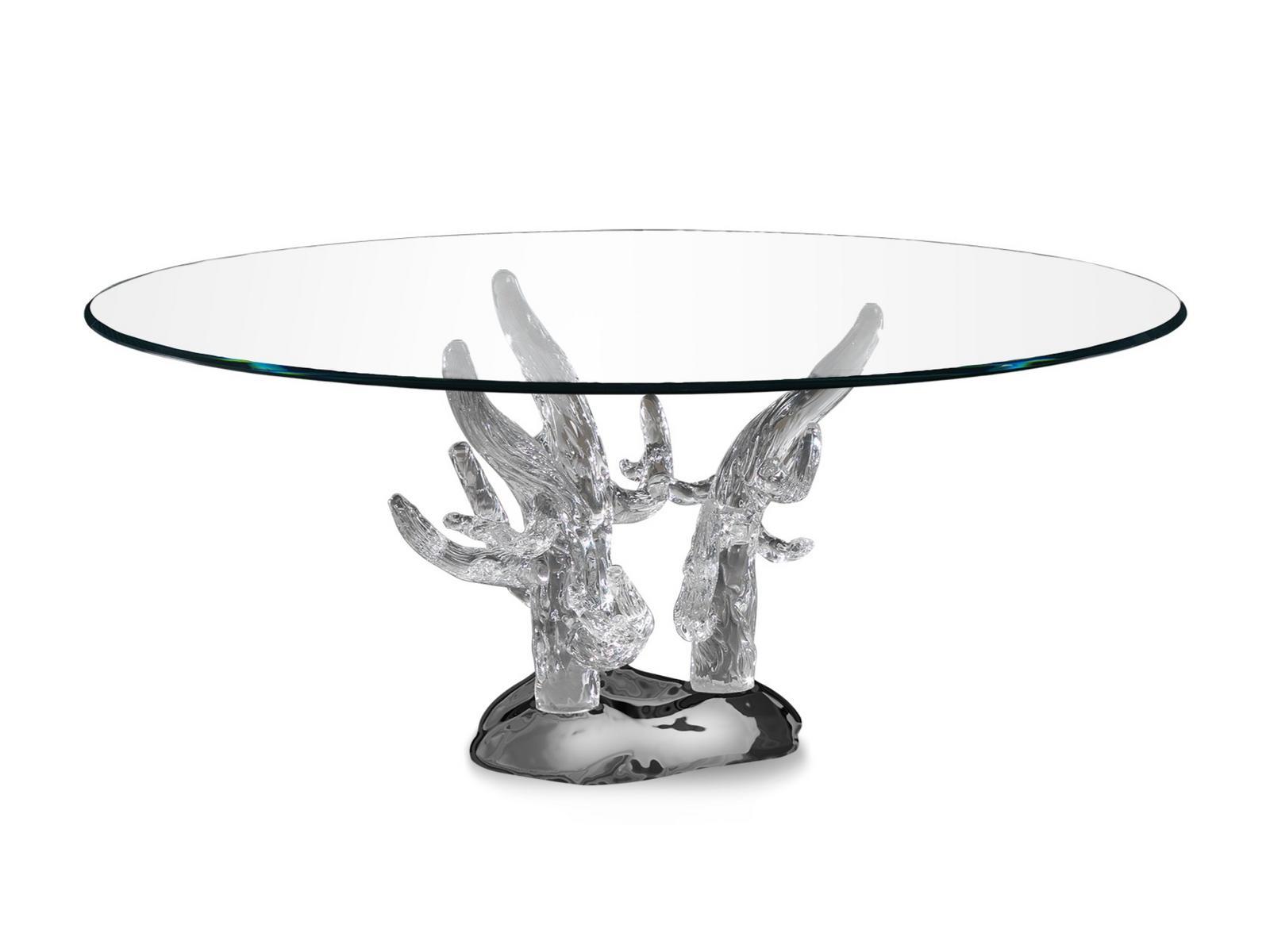 Round glass dining table | Corallo by Reflex