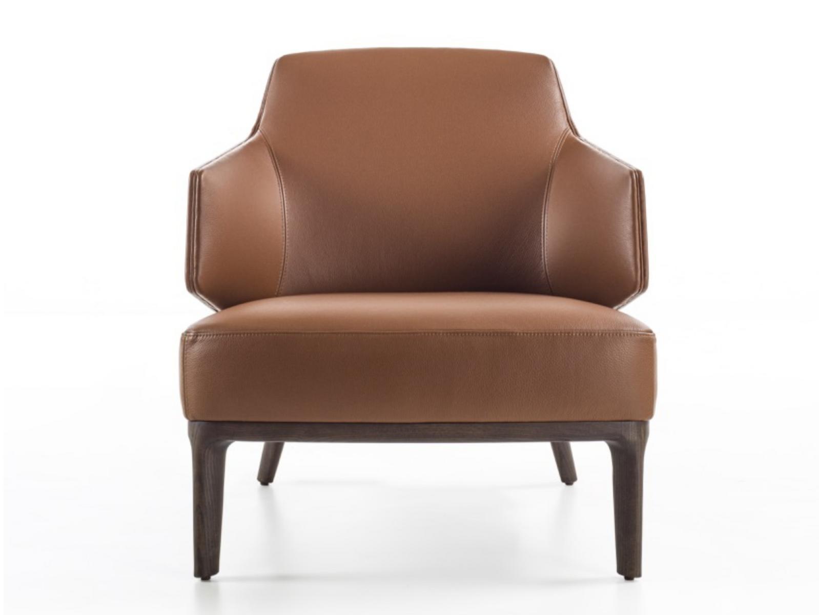 Leather armchair with armrests | Amanda by Frigerio