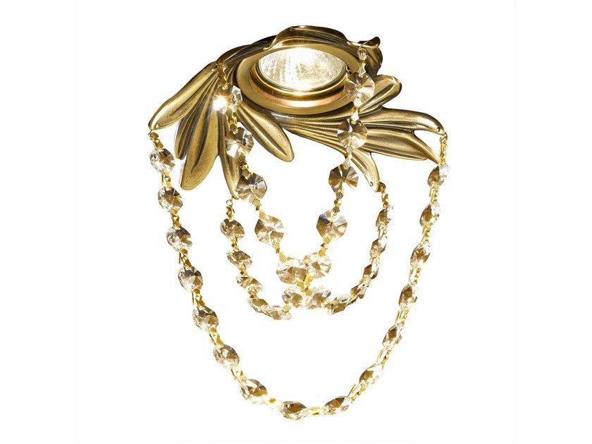 Antique brass down light with Schoeler crystals | Soleil Dl7805-tt-sh by Possoni Illuminazione