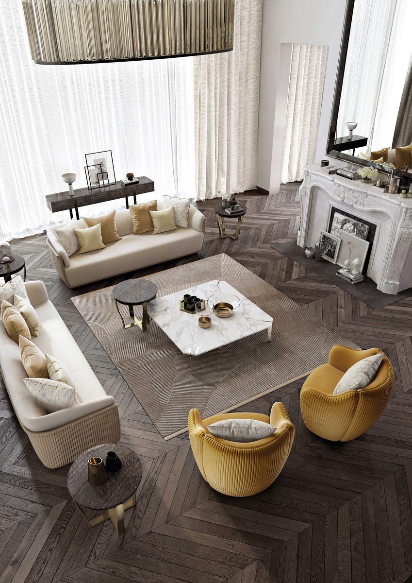 Round steel and wood coffee table | Aristo L by Capital Collection