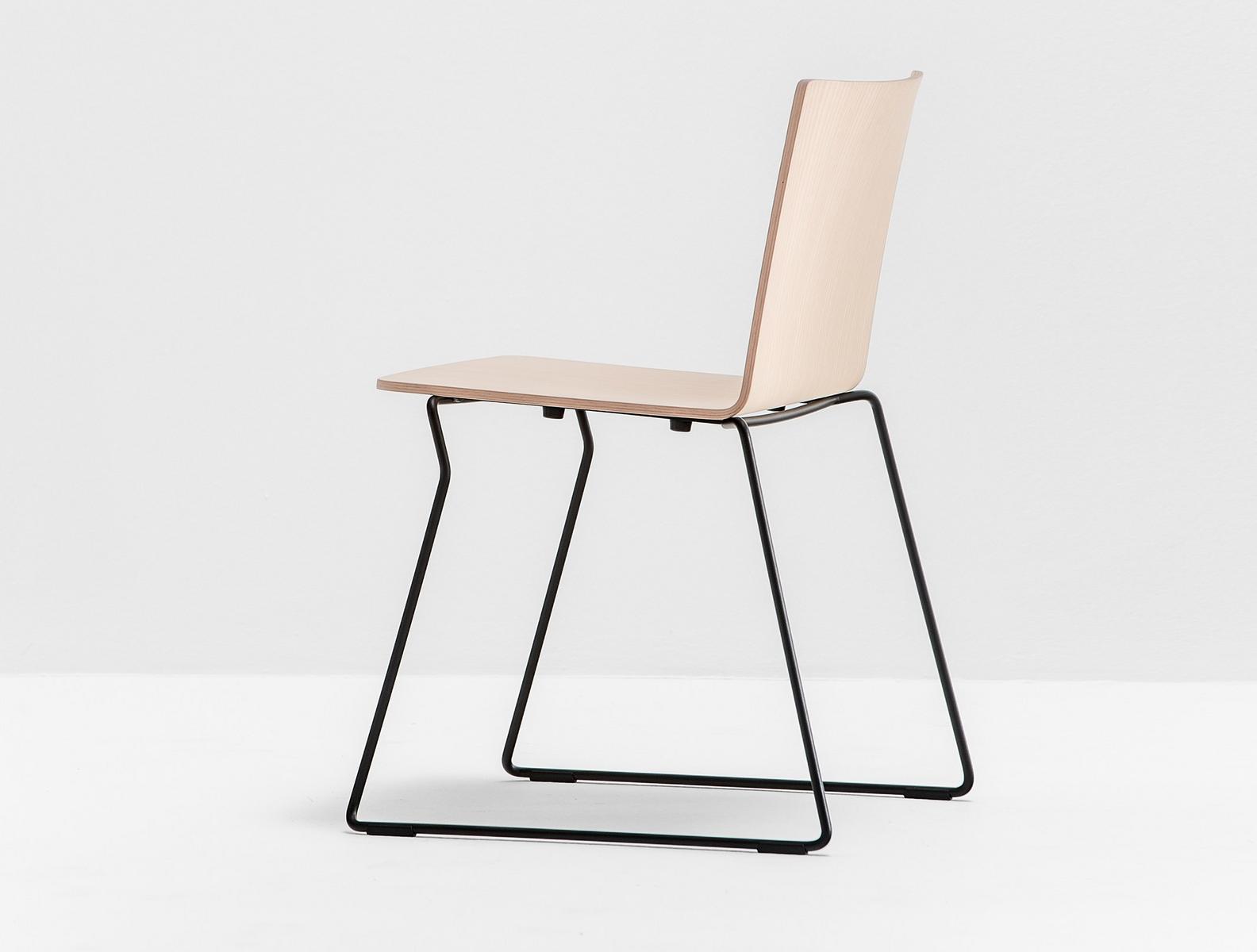 Sled base stackable multi-layer wood chair | Osaka Metal 5714 by Pedrali