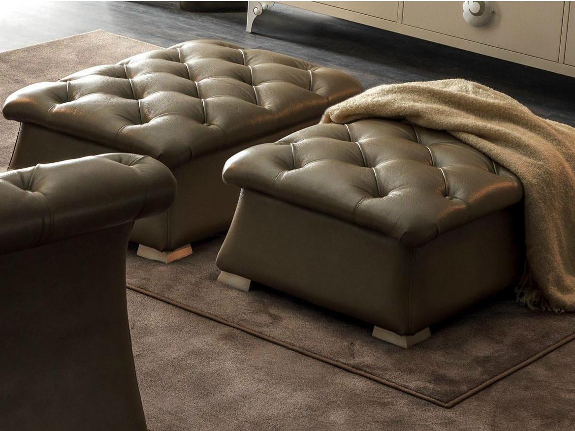 Tufted upholstered leather pouf | Pascal by Corte Zari