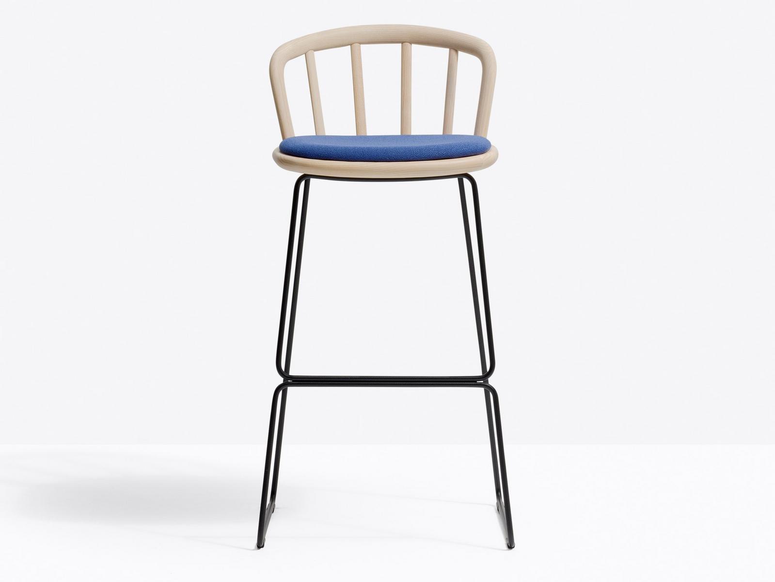 Sled base steel and wood stool | Nym 2859a by Pedrali