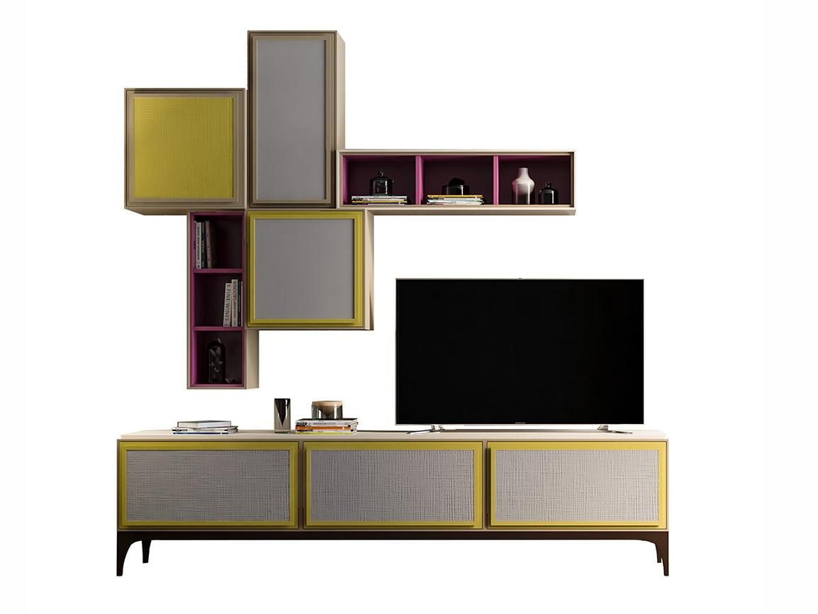 Sectional wooden TV wall system | Pr.864.3 by Stella del Mobile