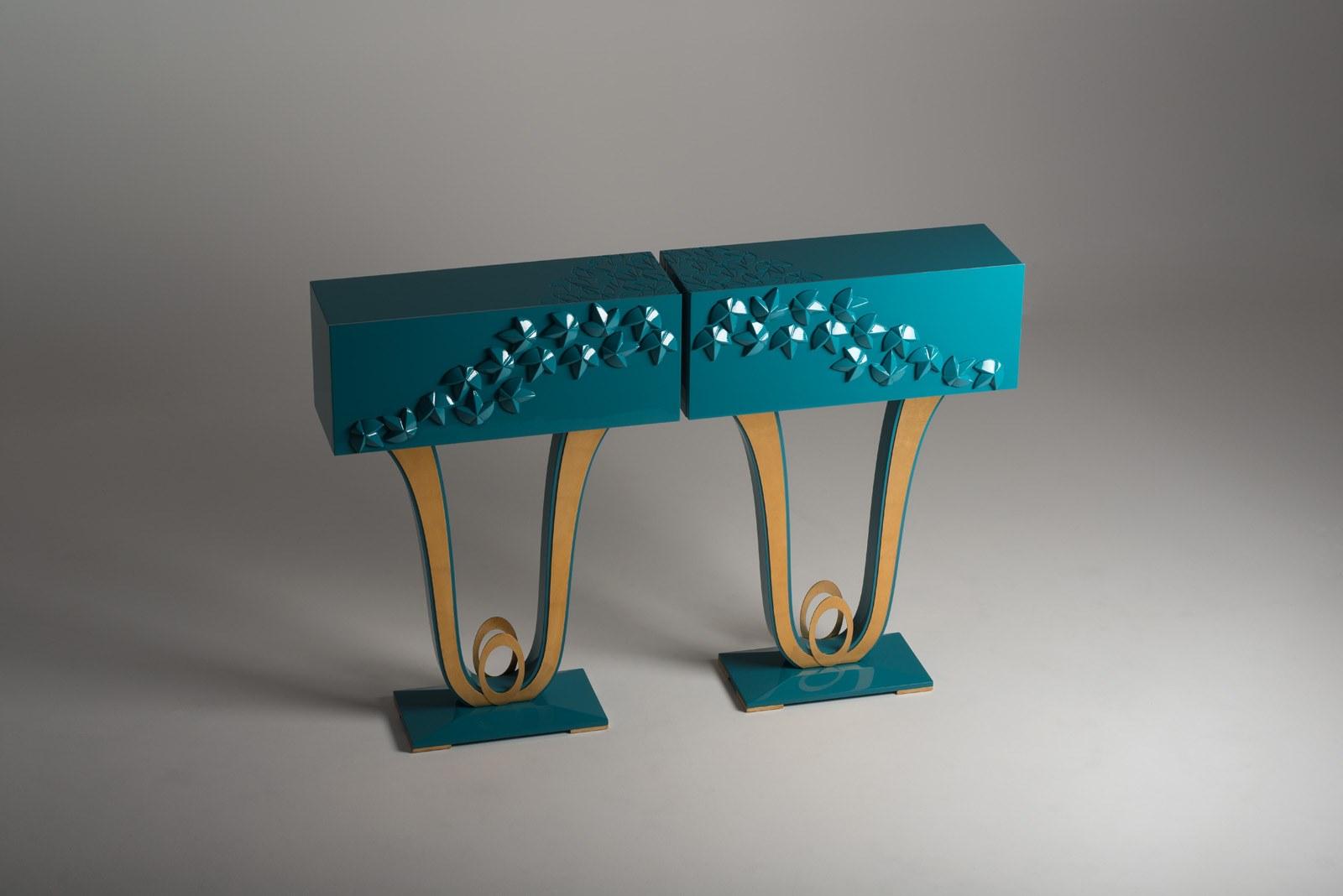 Rectangular wood veneer console table | Mimosa Baby by Mantellassi 1926