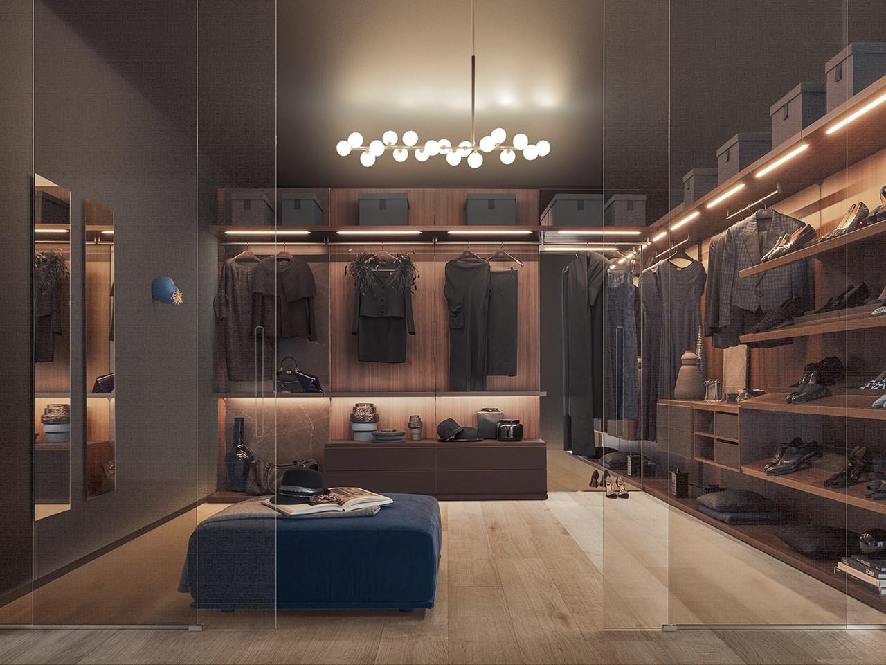 Sectional glass walk-in wardrobe | Vista by Pianca