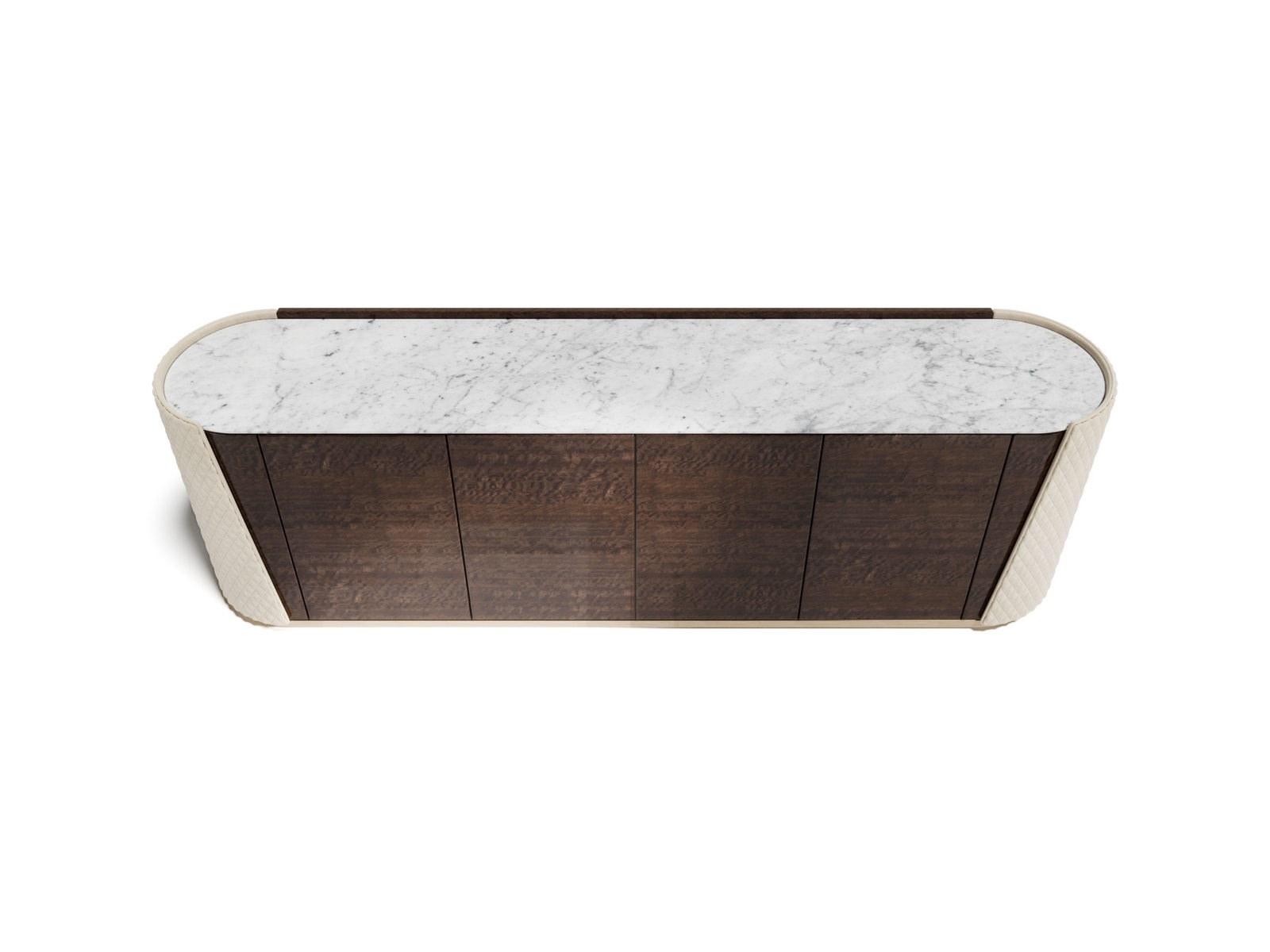 Wooden and leather sideboard with doors and drawers | Majestic by Capital Collection