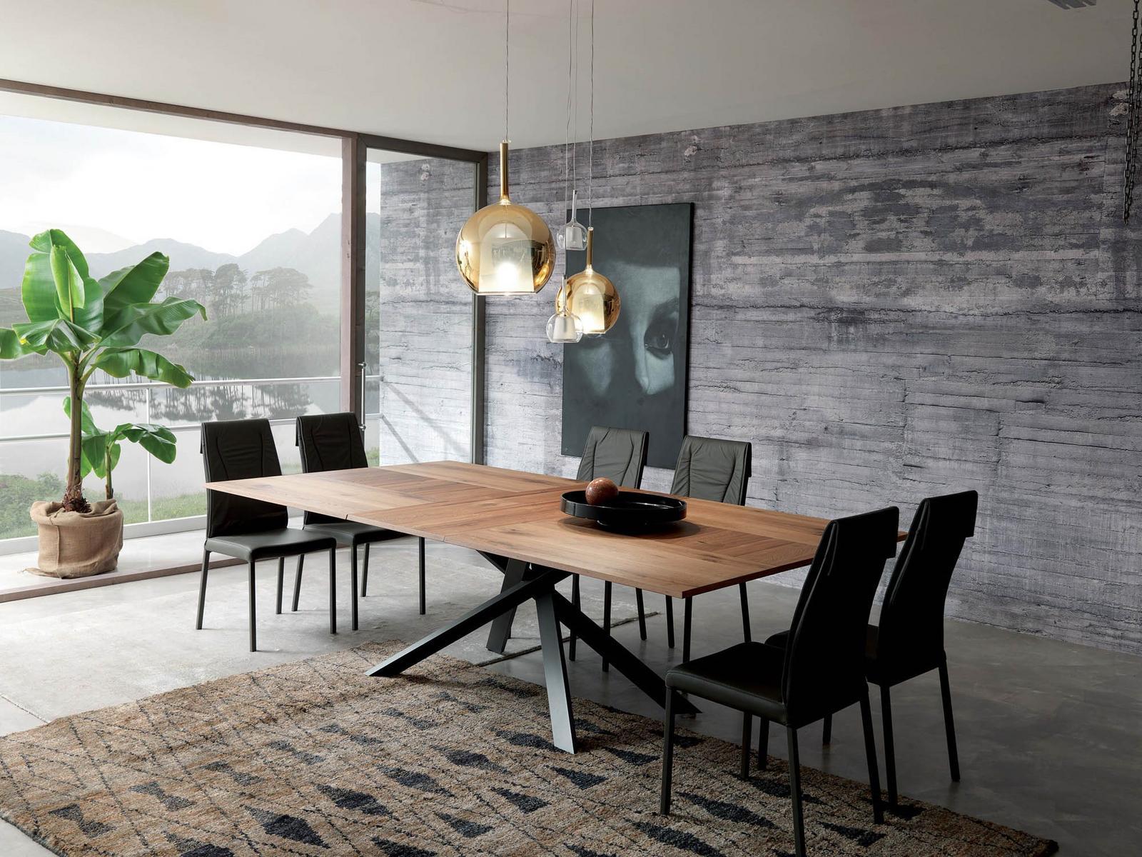 Extending rectangular steel and wood table | 4x4 by Ozzio Italia