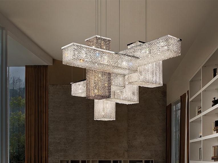 Pendant lamp with crystals | Cubo S175 Sq by Masiero