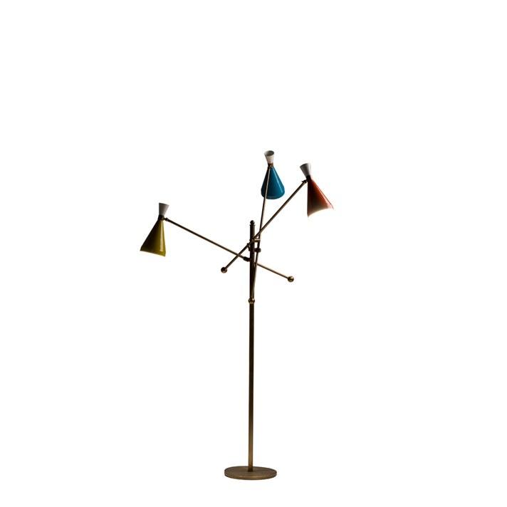 Brass and aluminium floor lamp | Flipper by Mantellassi 1926