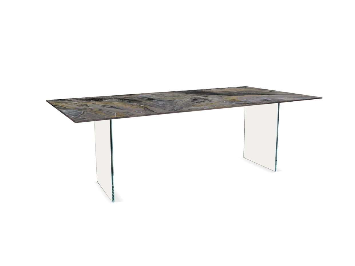 Rectangular Marble glass dining table | Monolite by Reflex