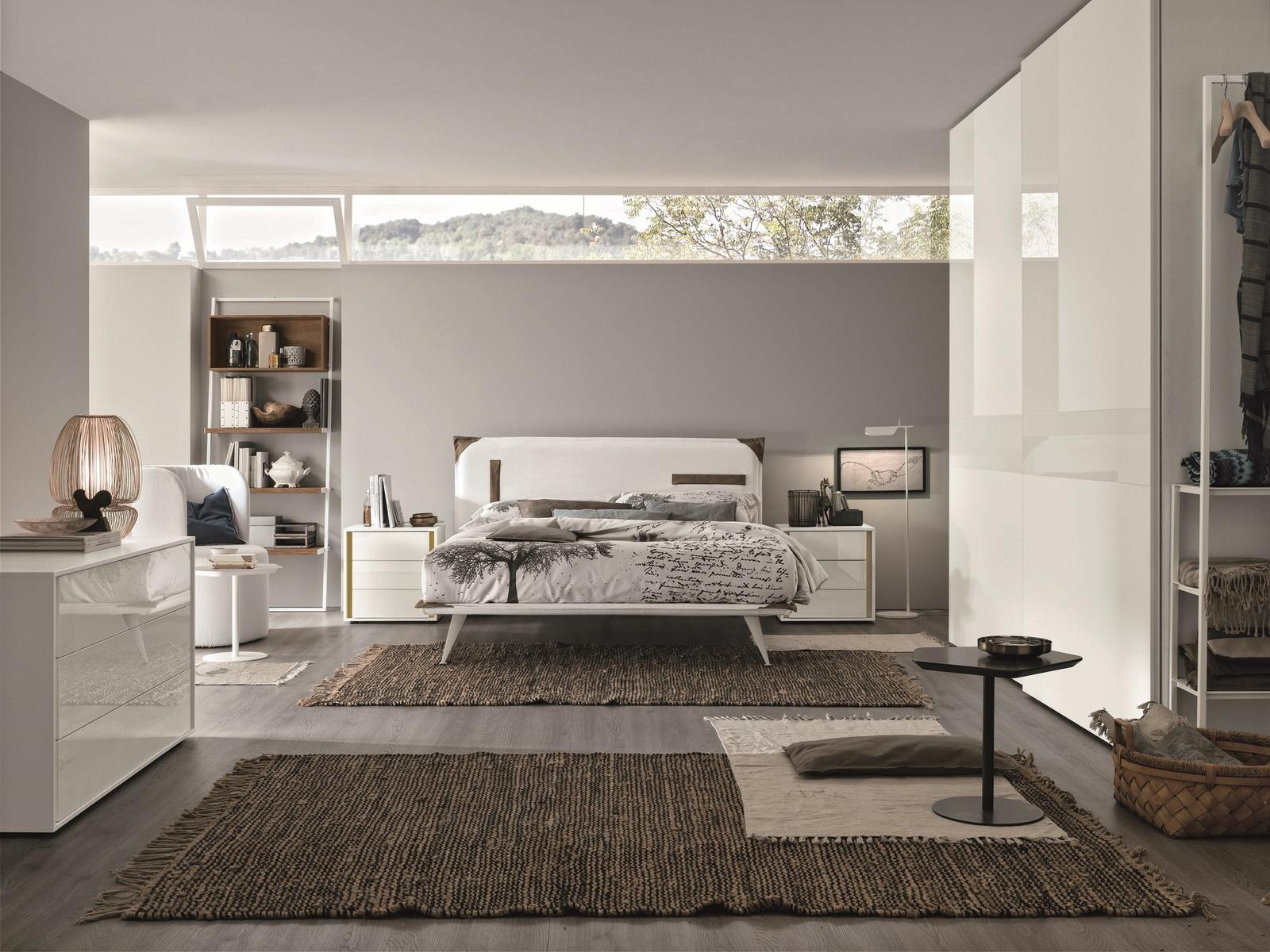 Upholstered leather double bed with upholstered headboard | Tasca by Tomasella