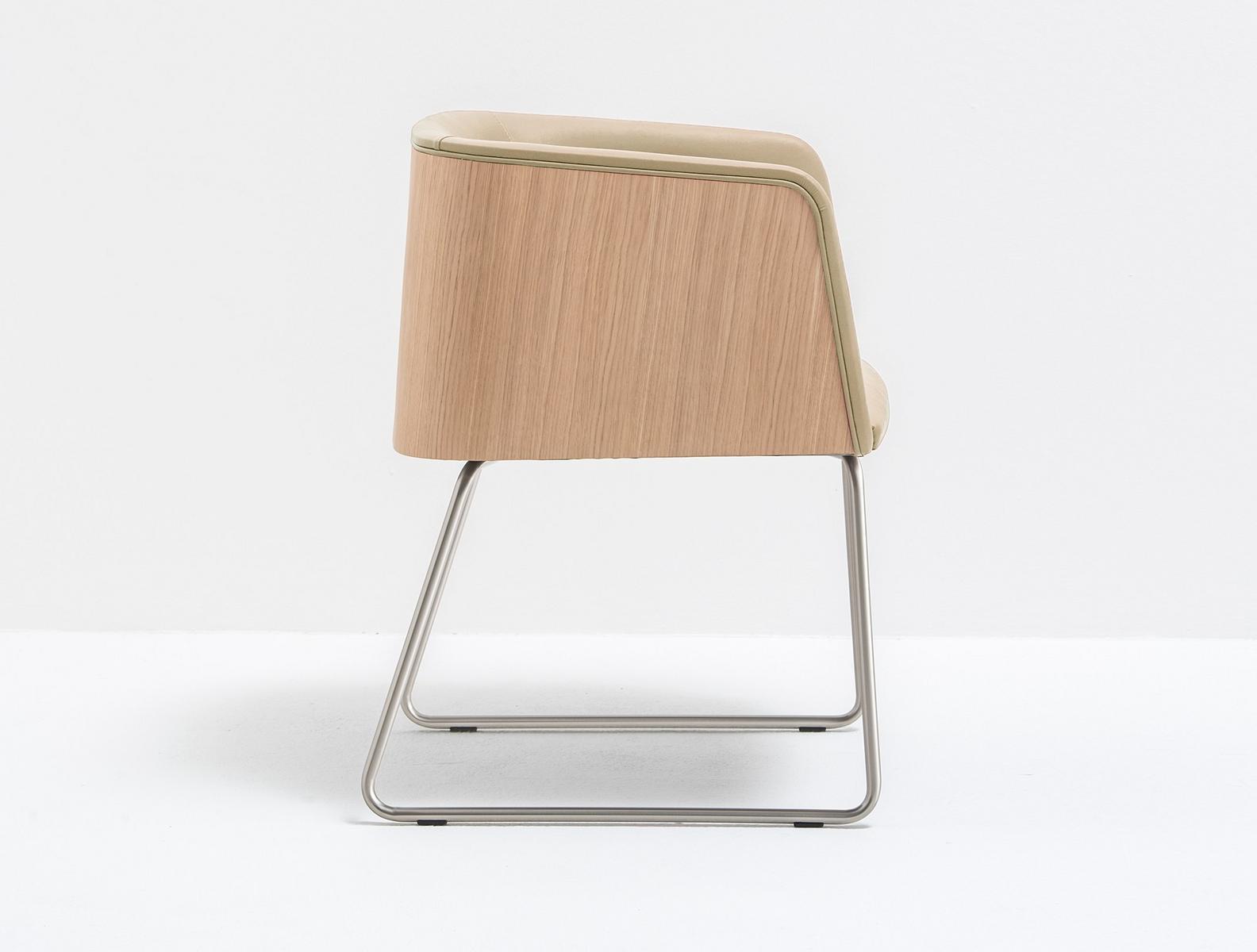 Sled base wooden easy chair | Allure 737 by Pedrali