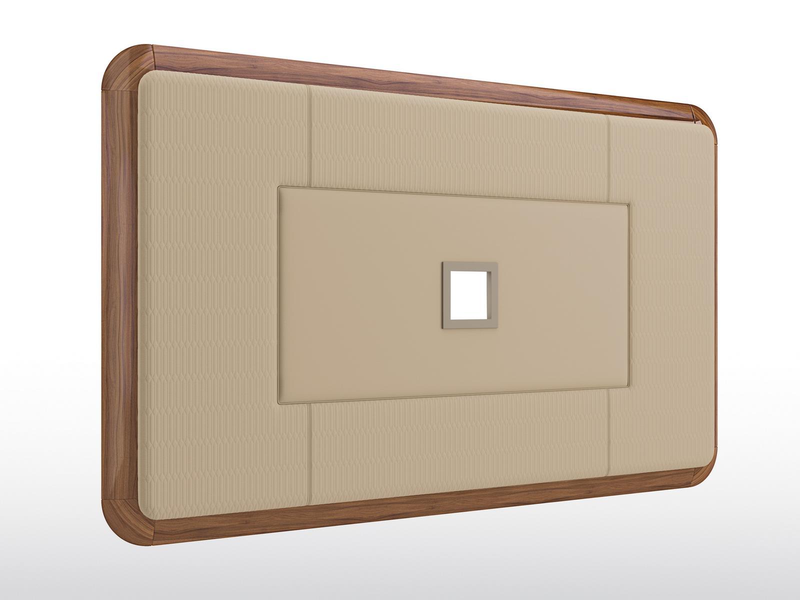 Wall-mounted leather TV cabinet with cable management | Duca by Bruno Zampa