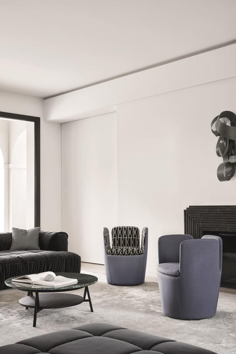 Swivel upholstered fabric armchair with armrests | Mojo by Arflex