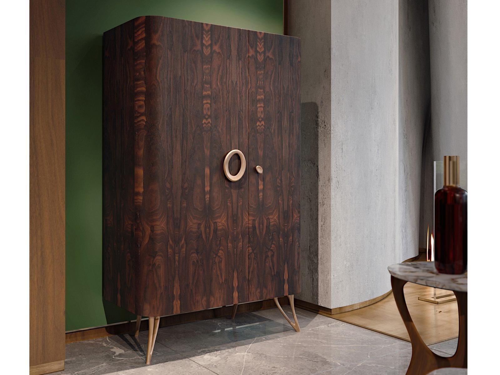 Ziricote wood bar cabinet with integrated lighting | Zeus by Ezio Bellotti