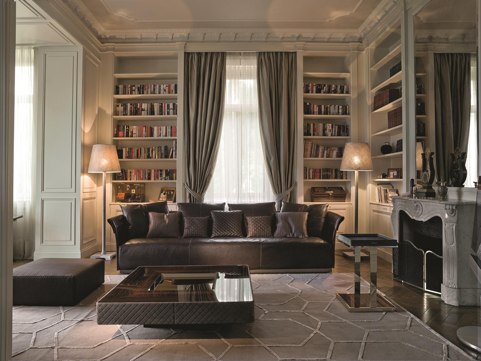 Square leather coffee table | Lord by Longhi