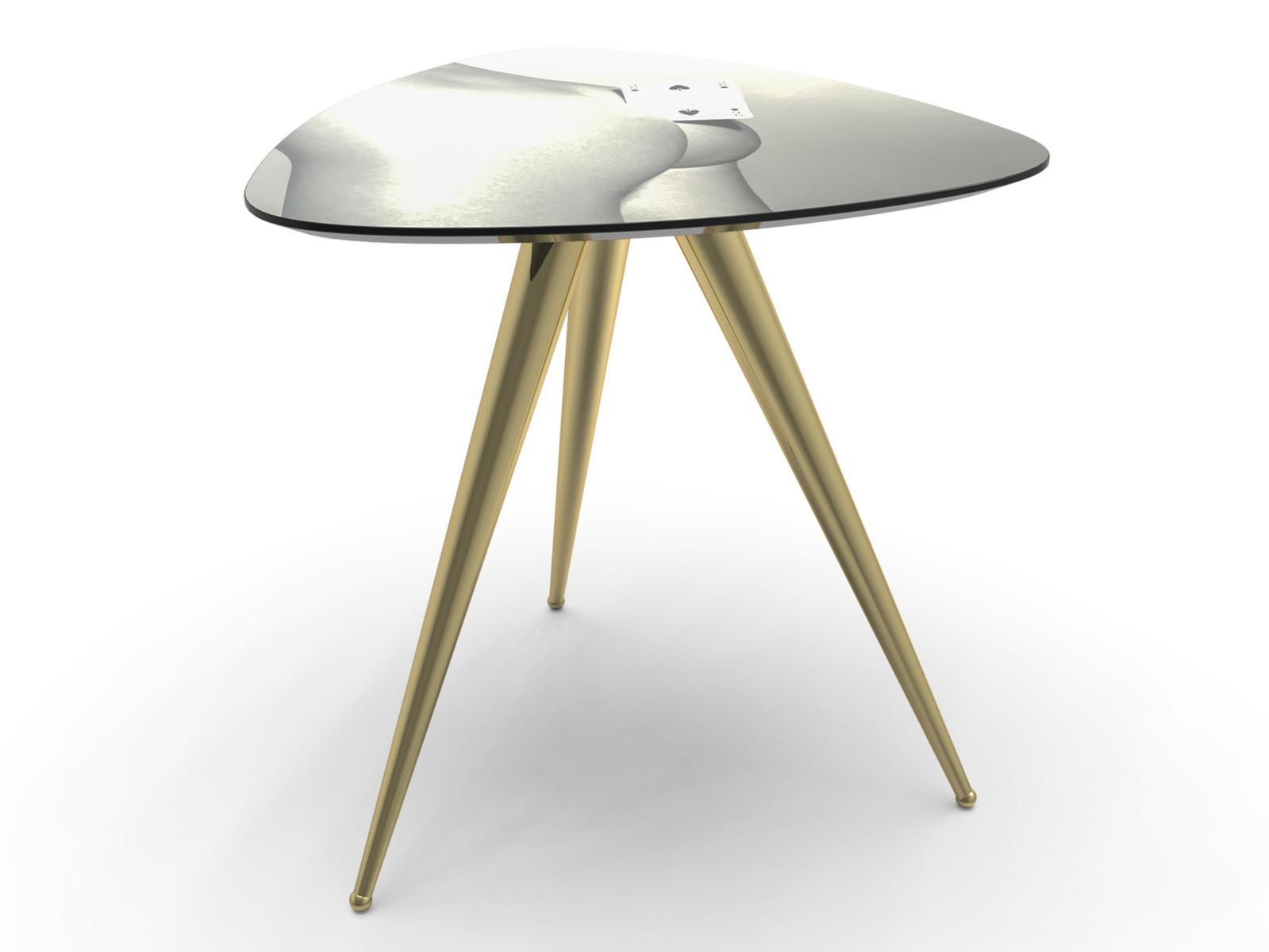 Triangular coffee table with MDF top and metal legs | Two Of Spades by Seletti