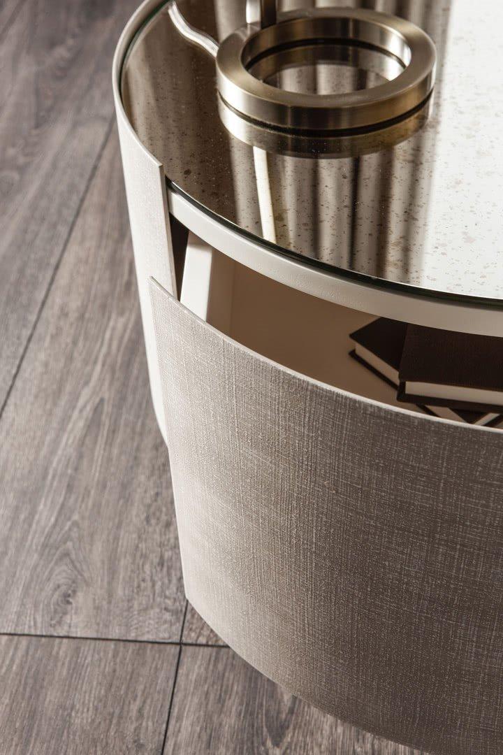 Round metal bedside table with drawers | Mirto by Cantori