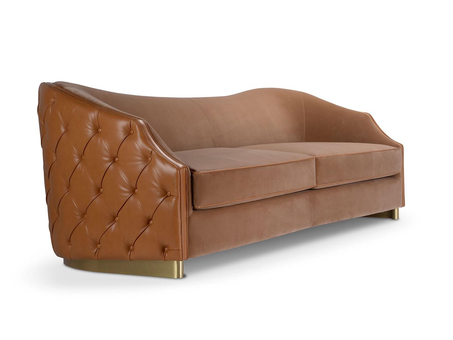 Tufted 3 seater leather sofa bed | Cleio by Domingo salotti