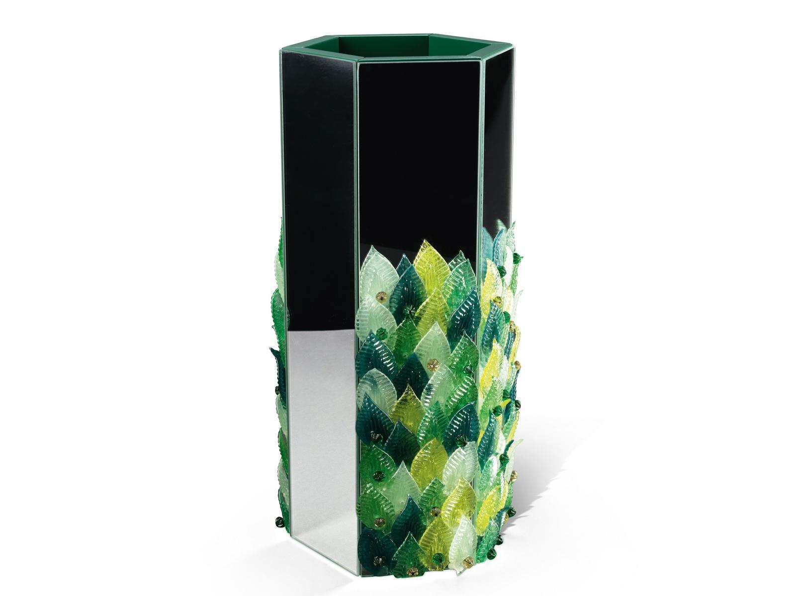 Murano glass and mirrored glass vase | Foglia by Visionnair