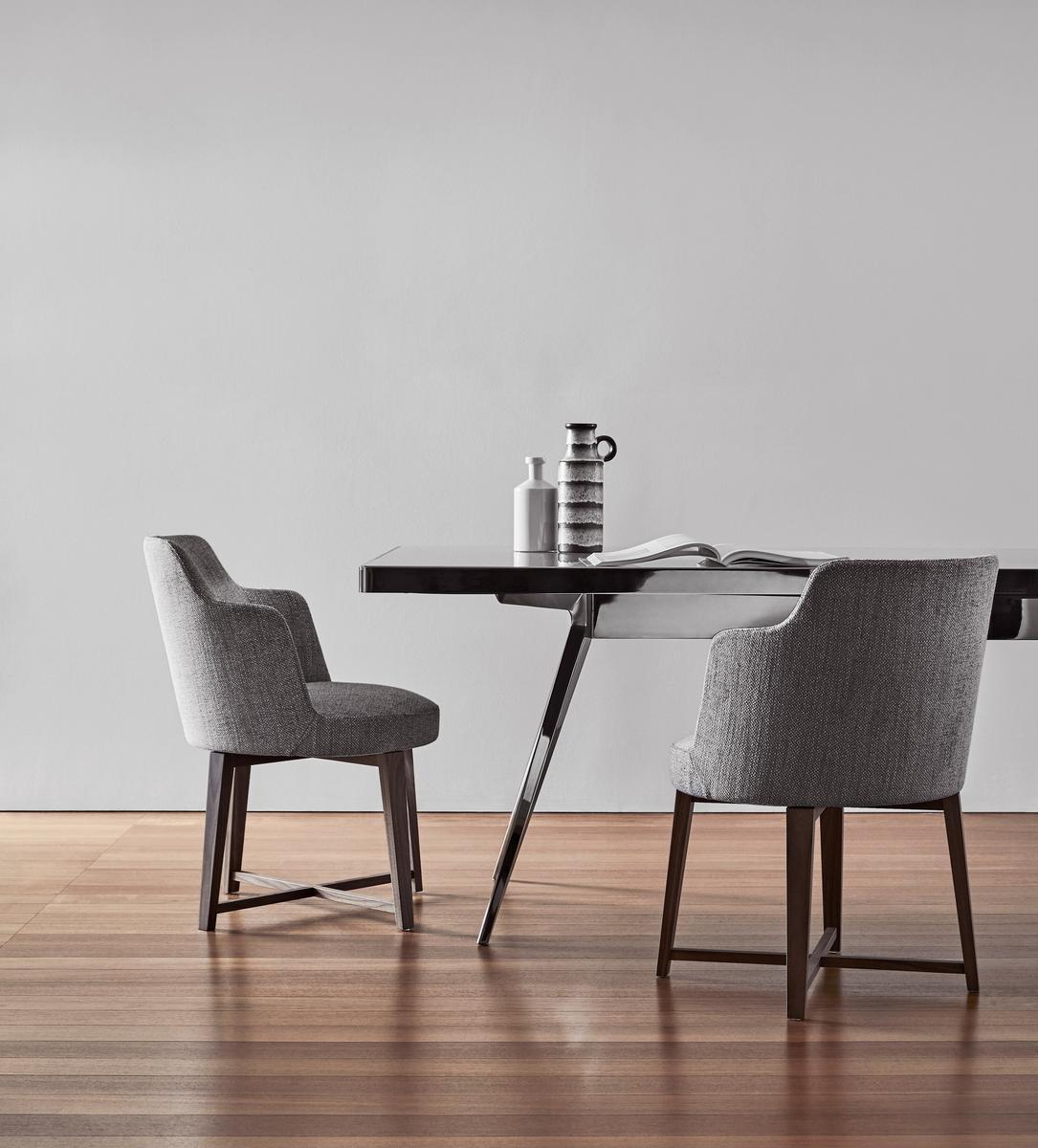 Upholstered fabric chair with removable cover with armrests | Hera by Flexform