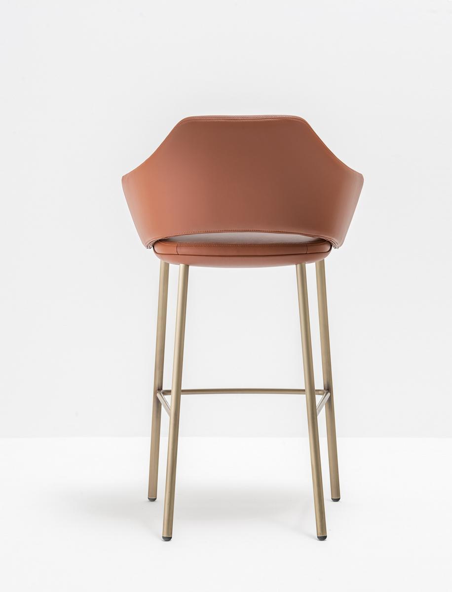 High leather stool with armrests with back | Vic 648 by Pedrali