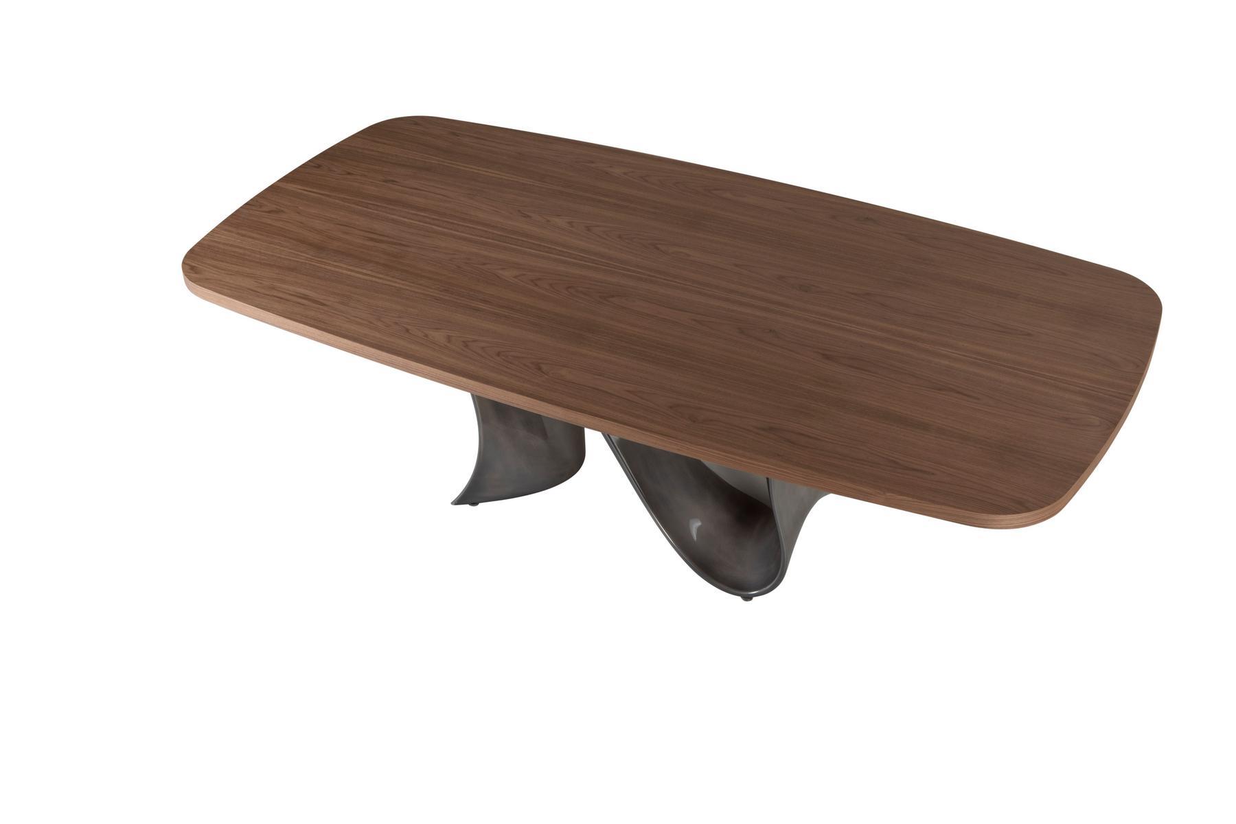 Rectangular walnut table with Baydur® base | Wave by Tonin Casa