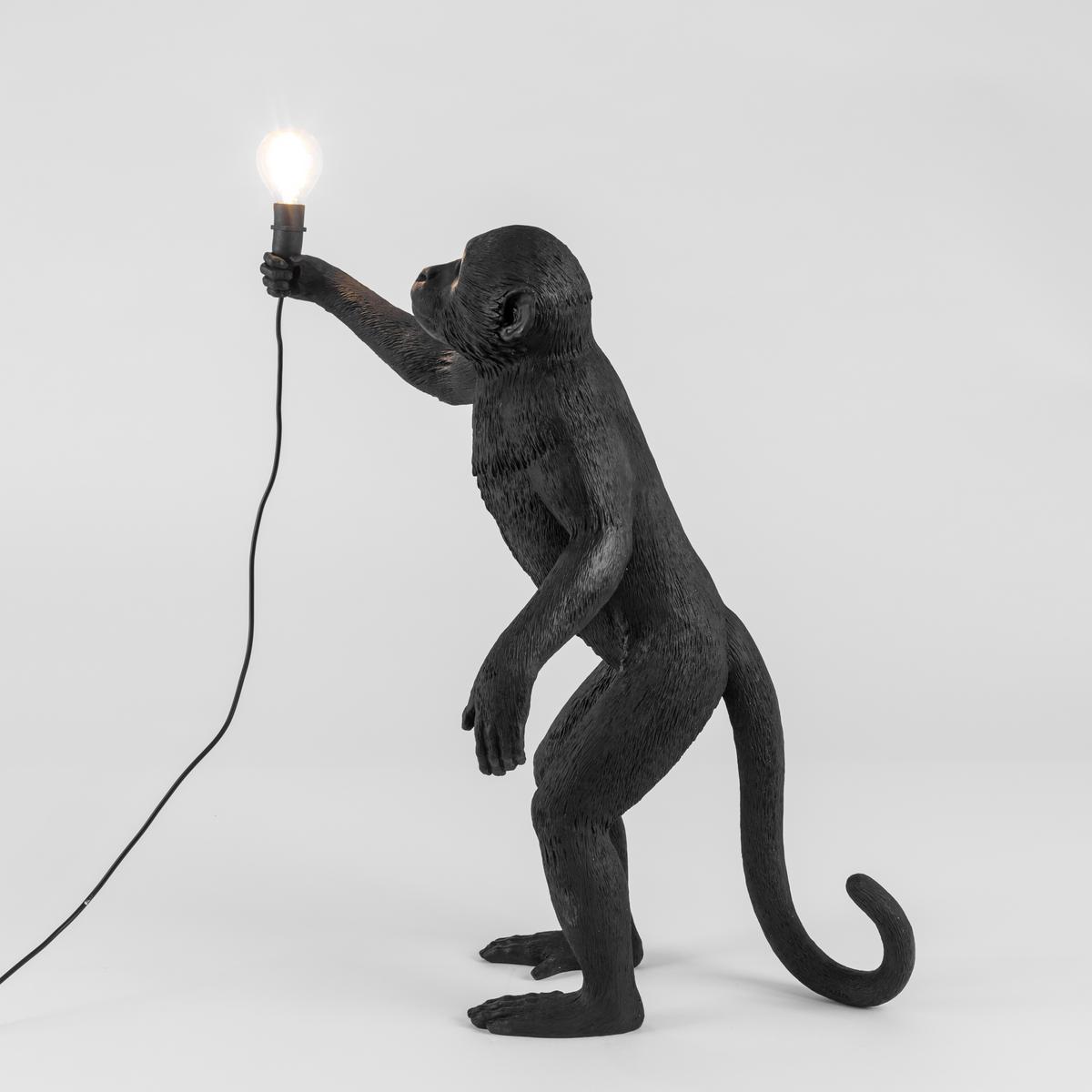 LED resin floor lamp | The Monkey Lamp Black Standing by Seletti