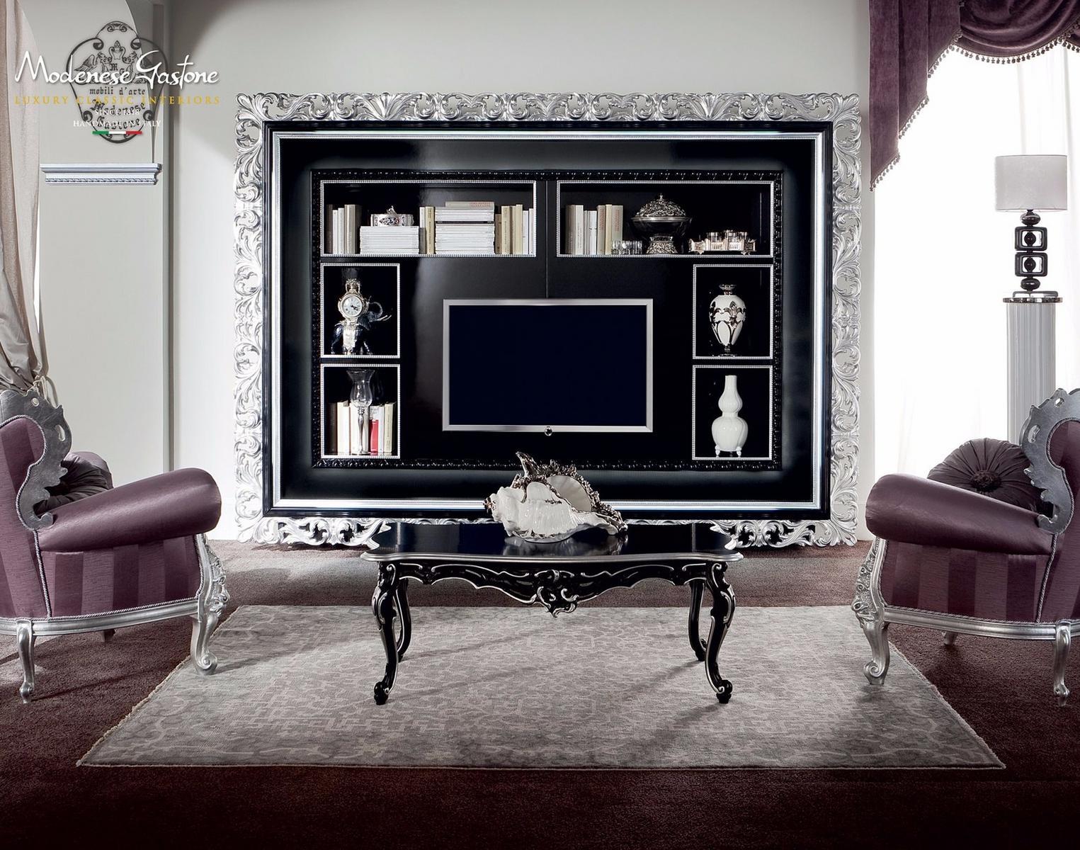 Open wall-mounted bookcase with TV stand | 13129 by Modenese Gastone