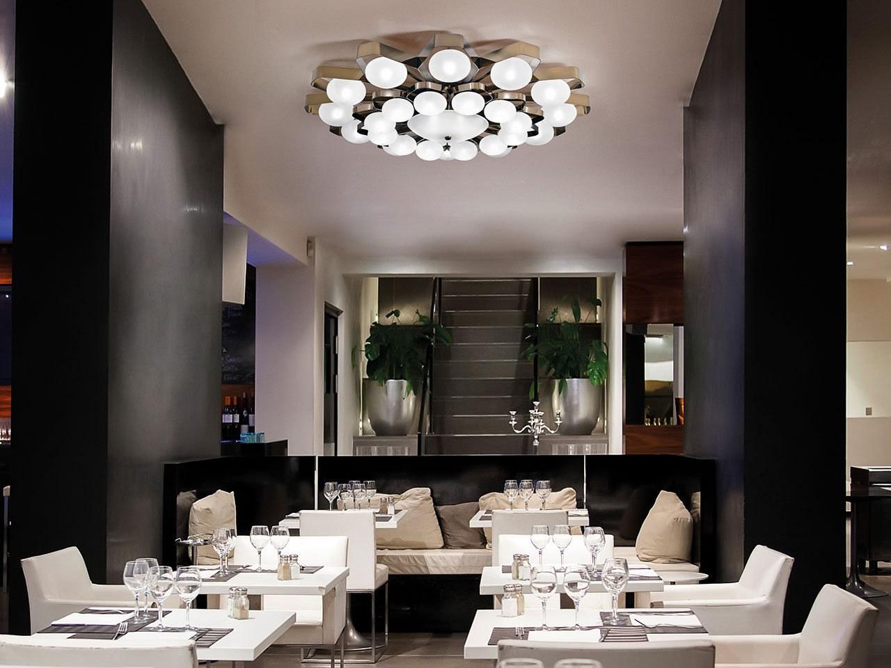 Direct light satin glass and metal ceiling light | Teo by Italamp